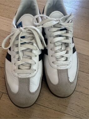 adidas White and Beige Leather Sneakers